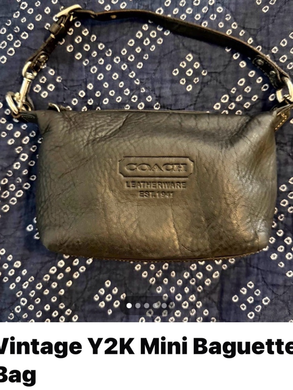 Coach Black Leather Mini Baguette Shoulder Bag